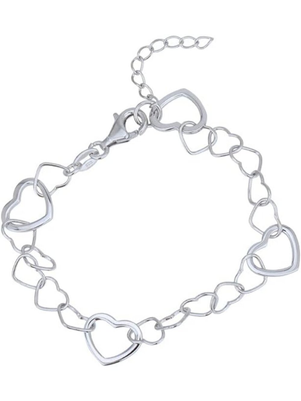 925 Sterling Silver Interlinked Hearts Bracelet - Perfect Valentine's Gift